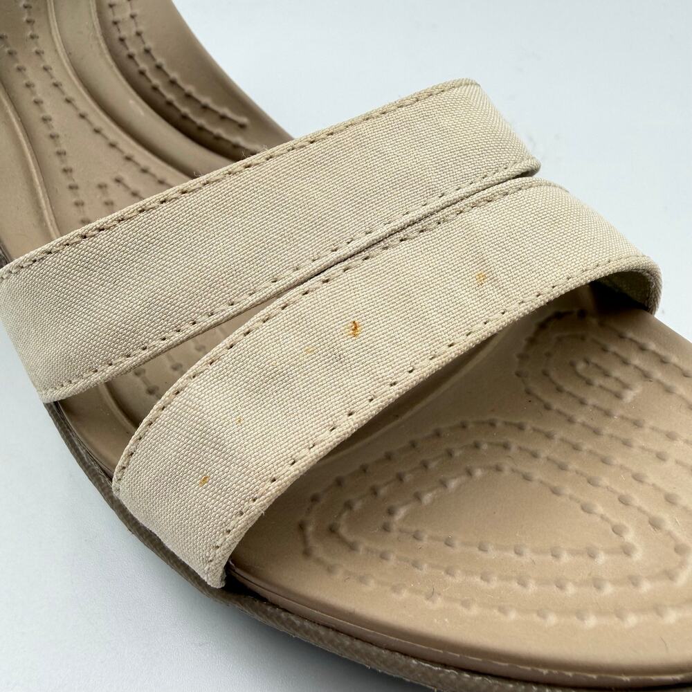 Crocs Leigh II Ankle Strap Cream Beige Neutral Lightweight Comfort Wedge Sandals - Picture 9 of 11
